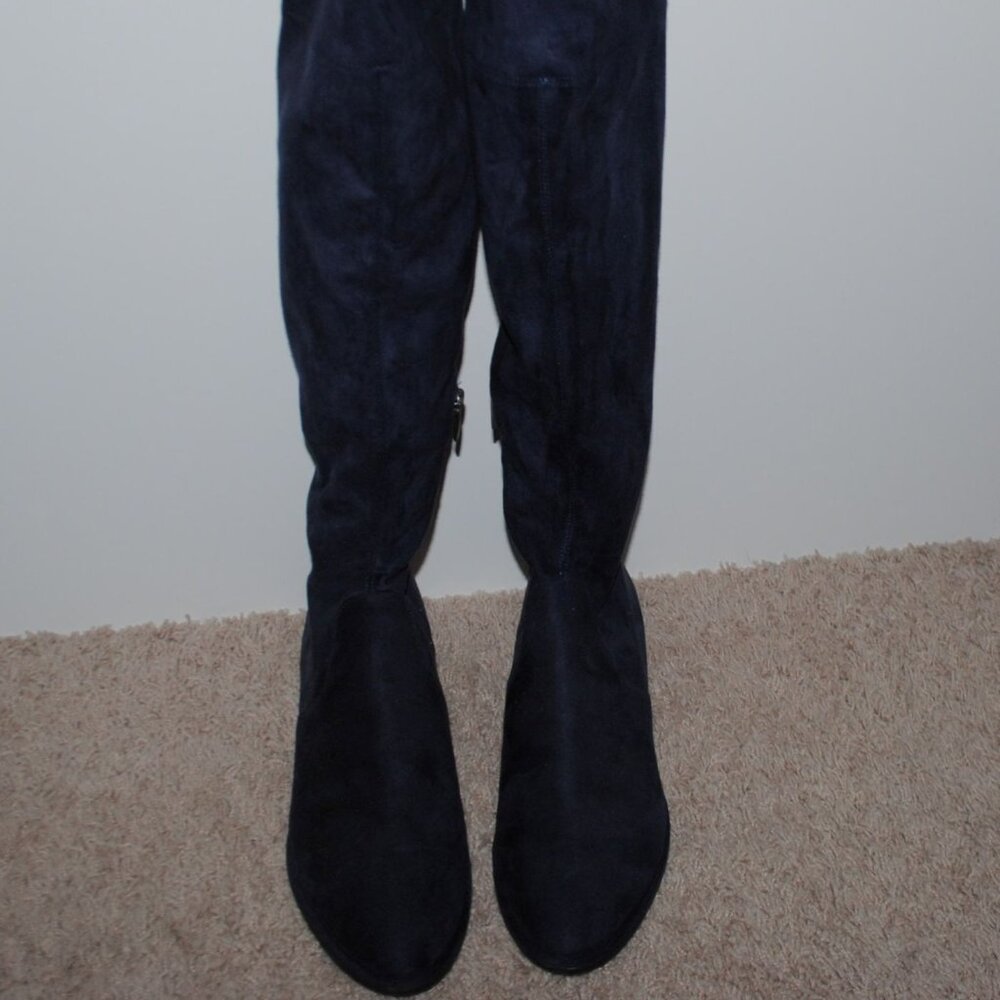 Marc Fisher Women's Suede Over the Knee Boots - Navy Blue - Size 10M